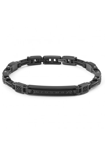 Bracciale Uomo Brosway Collezione Strong Acciaio Black Cristalli Swarovski Neri BRG12
