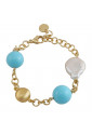 Bracciale Aquaforte Argento Gold Perle Fiume Pasta Turchese Donna 9HJU8FM