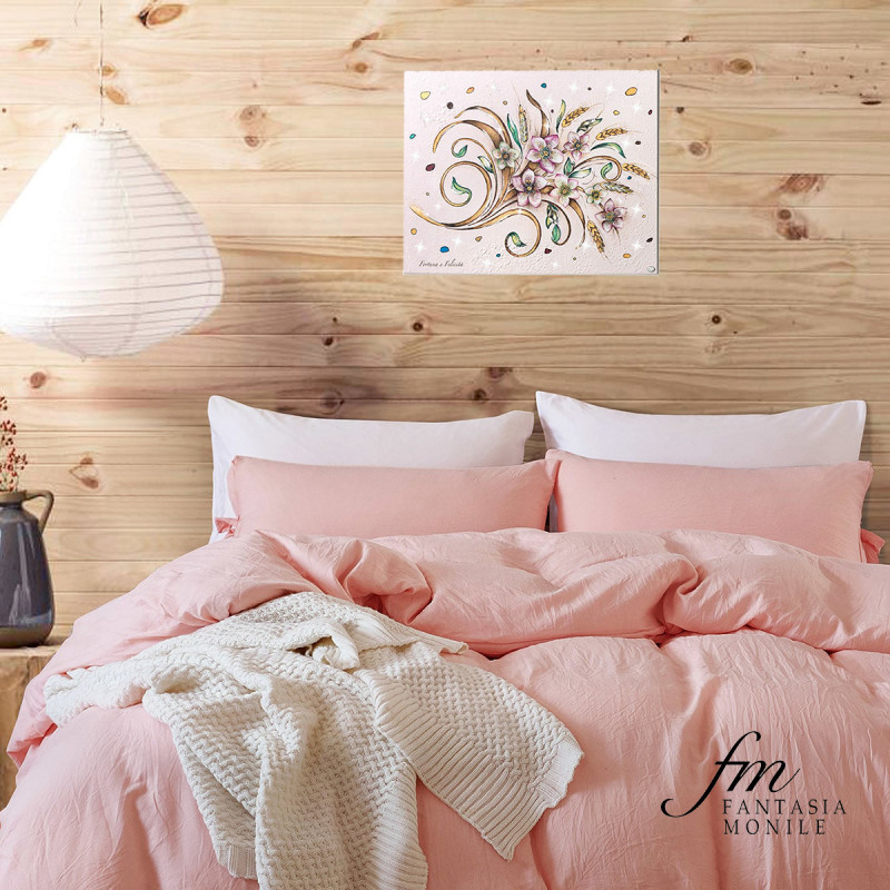 Cadre Mural Décoratif ACCA Ligne Aria D'été - Bois Et Argent - Réf. QD.986 F - Made In Italy