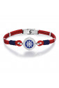 Bracciale Luca Barra Stile Marinaro Corda Rossa Blu Timone Smalto Acciaio Incisione BA1103