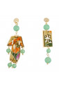 Orecchini Lebole Kimono Mini Argento Pietre Verde Giada Seta VFIRPFM