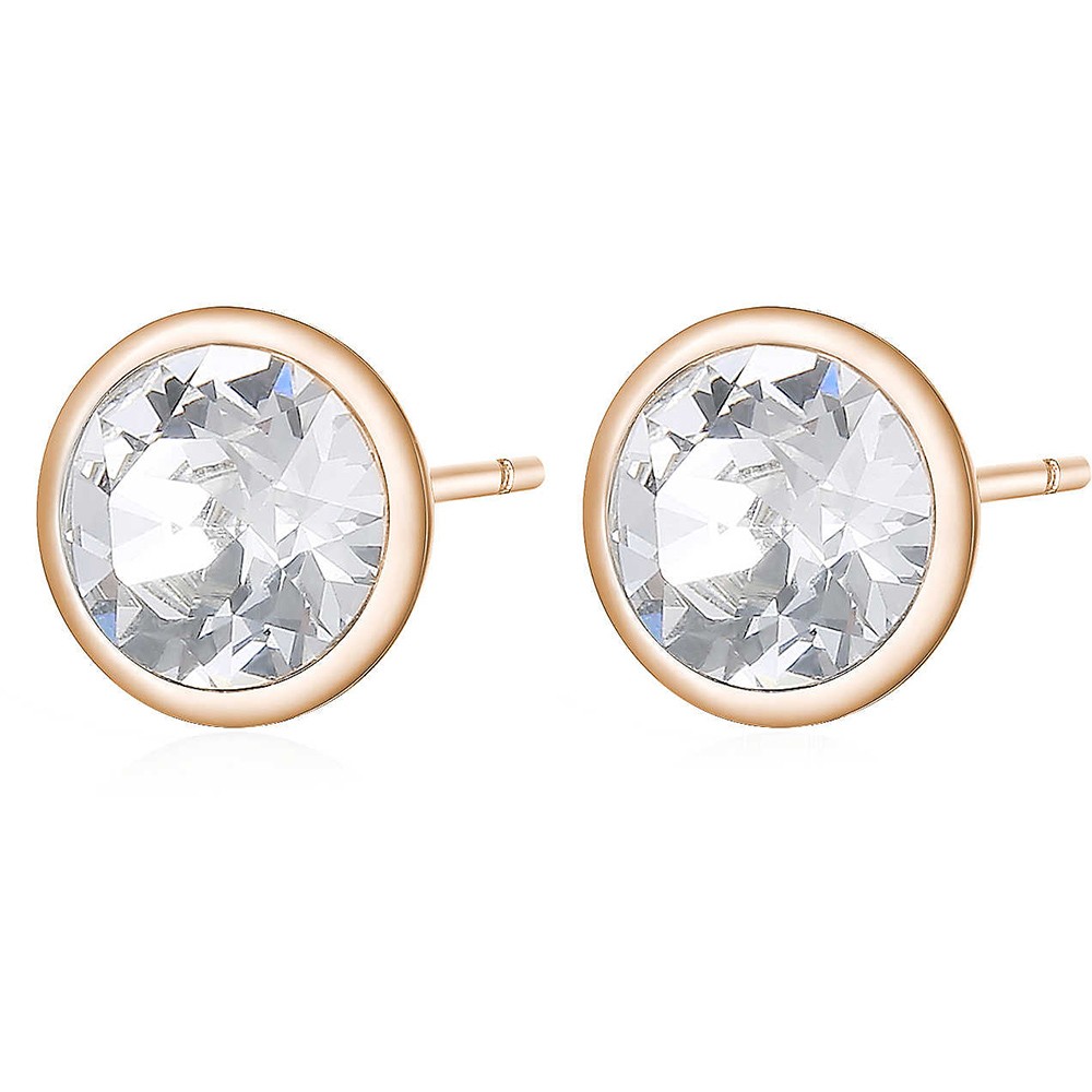 Brosway Orecchini A Cerchio SYMPHONIA – Acciaio 316L E Cristalli Ametista, Oro Rosa, Ø30mm