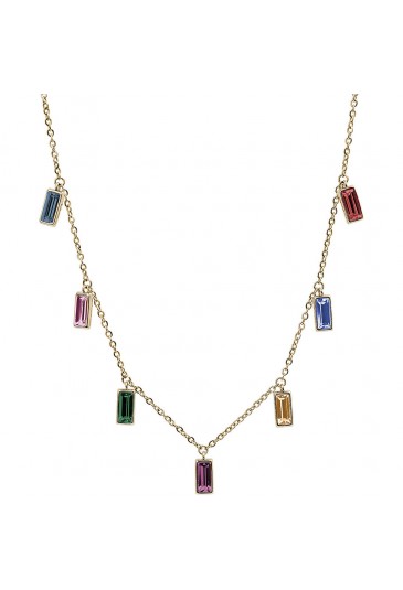 Collana Girocollo Brosway Collezione Symphonia Acciaio Gold Cristalli Swarovski Multicolor BYM05