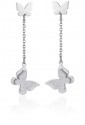 Orecchini Lunghi Con Pendente Farfalle Glitter Acciaio Luca Barra OK1025