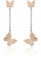 Orecchini Lunghi Con Pendente Farfalla Glitter Acciaio Rosa Luca Barra OK1026