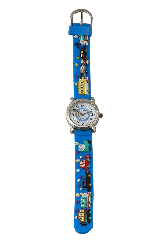 Orologio Ecologico Bambini JACQUES FAREL ORG 01 STA – Cassa Alluminio 27mm E Cinturino In Cotone Biologico – Blu Con Stelle