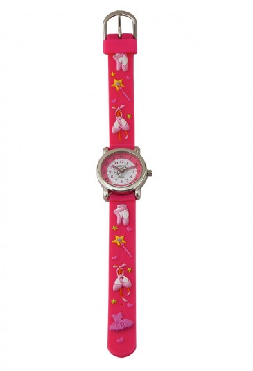 Orologio Bambino Da Polso Acciaio Cinturino Gomma Colore Rosa Disegno Ballerina Lowell JP0550-6