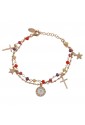 Bracciale Dvccio Iris Due Fili Pietre Arancione Argento Rosa Lettera P Donna W53R0FM