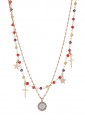 Collana Dvccio Donna Argento Rose Girocollo Doppio Lettera C Pietre Arancione 0I2NCFM