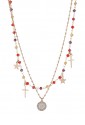 Collana Dvccio Donna Argento Rose Girocollo Doppio Lettera M Pietre Arancione MOZDEFM