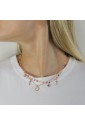 Collana Dvccio Donna Argento Rose Girocollo Doppio Lettera M Pietre Arancione MOZDEFM
