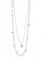 Collana Lunga Dvccio Iris Due Fili Pietre Arancione Argento Rosa Lettera C Donna SPHVOFM