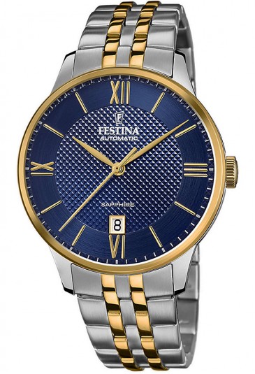 Orologio Festina Uomo Automatico Bicolore Acciaio Cassa Slim Quadrante Blu F20483/2