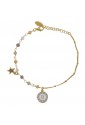 Bracciale Dvccio Iris Pietre Giallo Argento Gold Lettera B Donna NWV69FM