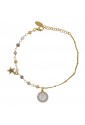 Bracciale Dvccio Iris Pietre Giallo Argento Gold Lettera F Donna 3TCSRFM