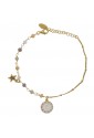 Bracciale Dvccio Donna Argento Gold Filo Unico Lettera O Pietre Gialle QCIJIFM