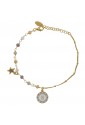 Bracciale Dvccio Iris Pietre Giallo Argento Gold Lettera S Donna EV61QFM