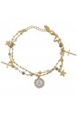 Bracciale Dvccio Donna Argento Gold Due Fili Lettera A Pietre Gialle 7FR17FM