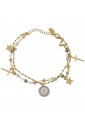 Bracciale Dvccio Iris Due Fili Pietre Giallo Argento Gold Lettera B Donna 8EVRBFM