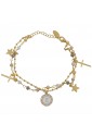 Bracciale Dvccio Iris Due Fili Pietre Giallo Argento Gold Lettera E Donna 0QV0BFM