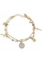 Bracciale Dvccio Iris Due Fili Pietre Giallo Argento Gold Lettera P Donna SGOSPFM