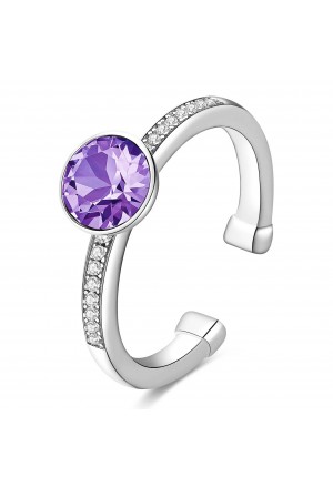 Anello Brosway Tring Argento Cristallo Swarovski Violet Lilla Misura 14 G9TG33B