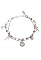 Bracciale Dvccio Iris Due Fili Pietre Rosa Argento Lettera I Donna MYWCRFM