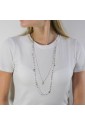 Collana Lunga Dvccio Iris Due Fili Pietre Rosa Argento Lettera R Donna 45CSFFM