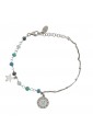 Bracciale Dvccio Iris Pietre Blu Verde Argento Lettera M Donna U6X0HFM