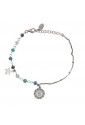 Bracciale Dvccio Donna Argento Filo Unico Lettera S Pietre Blu Verde 7LPVNFM