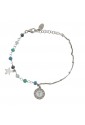 Bracciale Dvccio Donna Argento Filo Unico Lettera T Pietre Blu Verde Y38T2FM