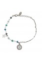 Bracciale Dvccio Donna Argento Filo Unico Lettera V Pietre Blu Verde 1DFHBFM