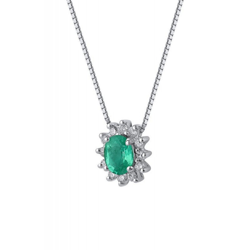 Collana Donna Smeraldo Verde Oro Diamanti Naturali Demetra139.040.S12