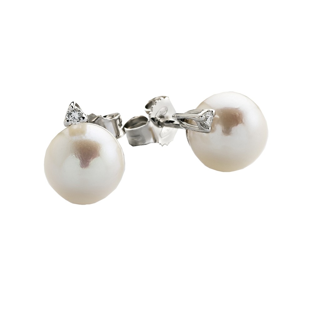 Set Orecchini E Collana In Giada Verde E Perle Akoya Bianche 8 Mm &ndash; Argentato