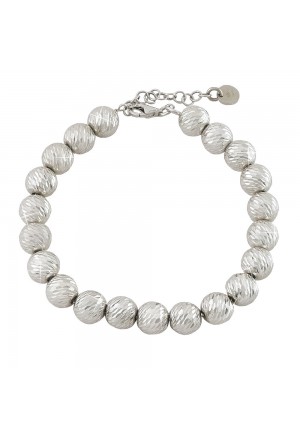 Bracciale Sfere Beads Argento Lavorazione Diamantata Silver Donna Fantasia Monile 98VN2FM