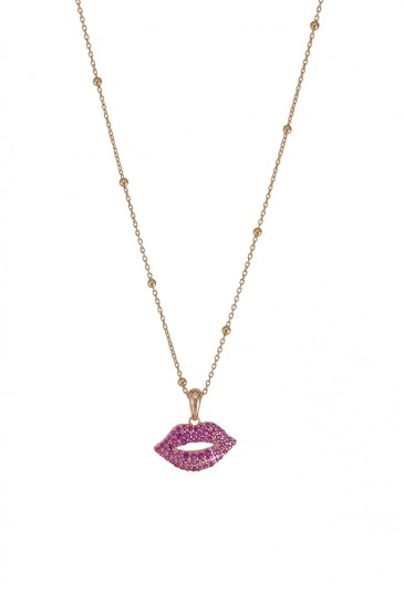 Collana Bocca Cristalli Fuxia Argento Laminato Rosa Fantasia Monile O2MPYFM