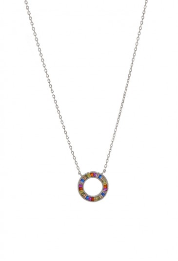 Collana Cerchio Amore Arcobaleno Argento Silver Fantasia Monile RHK2KFM