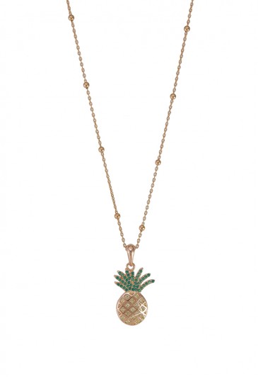 Collana Ananas Cristalli Multicolor Arcobaleno Argento Laminato Rosa Fantasia Monile TCR0AFM