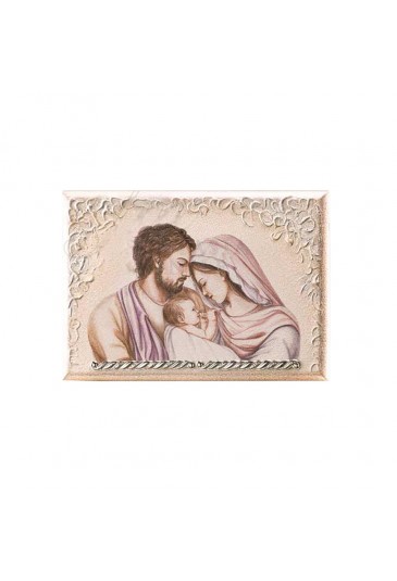 Quadro Sacra Famiglia Argento Legno Misura 24X17 Acca 209TU