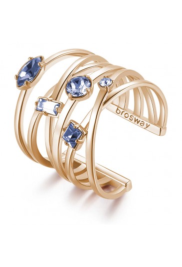 Anello Fascia Brosway Affinity Ottone Rosa Cristallo Swarovski Blu Misura 14 BFF125B