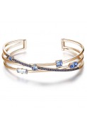 Bracciale ATTITUDE rigido in ottone rodiato e zirconi bianchi