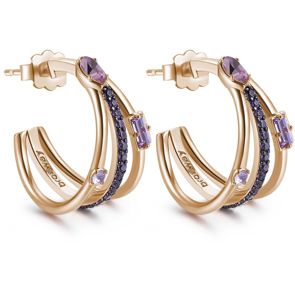 Orecchini a cerchio viola primavera - Gioielli - Orecchini - di L