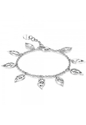 Bracciale Morbido Brosway Leaves Of Life Charms Foglie Acciaio Cristalli Swarovski BVS13