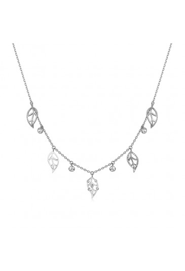 Collana Girocollo Brosway Leaves Of Life Charms Foglie Acciaio Cristalli Swarovski BVS01