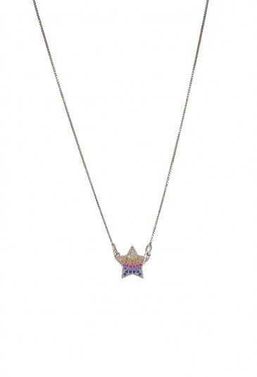 Collana Girocollo Stella Cristalli Multicolor Arcobaleno Argento Silver Fantasia Monile 184OZFM