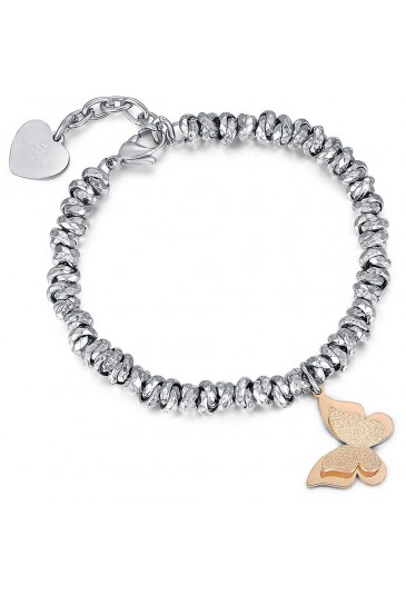 Bracciale Luca Barra Acciaio Farfalla Rosa Cristalli BK1818