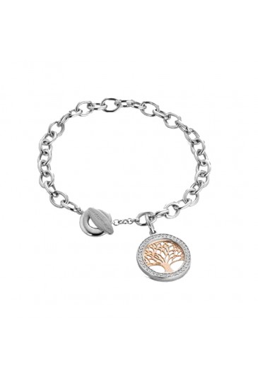 Bracciale Morbido Albero Della Vita Argento Rosa Cristalli Portafortuna Mediterraneo MR13RB05