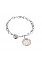 Bracciale Morbido Quadrifoglio Argento Rosa Cristalli Portafortuna Mediterraneo MR21RB05