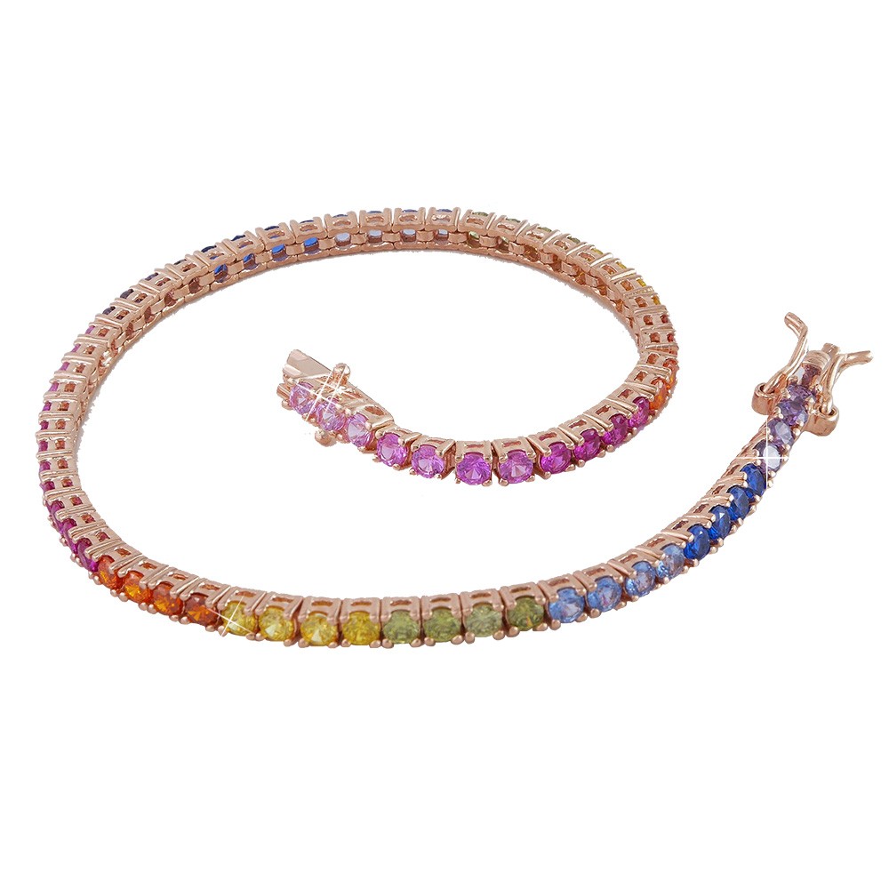 Bracciale Tennis in Oro Bianco con Zaffiri Rainbow | GV