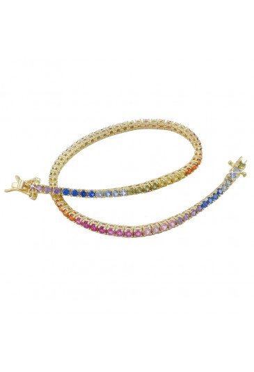 Bracciale Tennis Arcobaleno Argento Gold Fantasia Monile LT45KFM